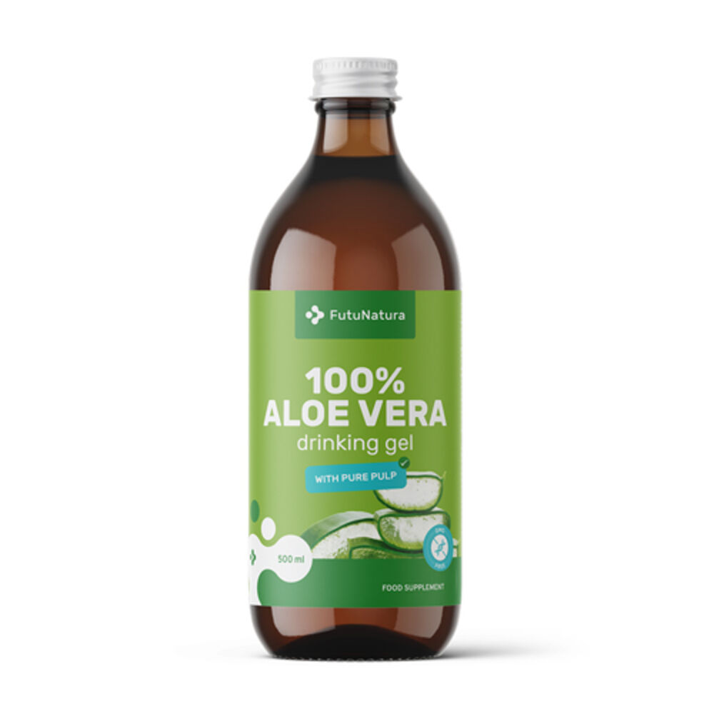 FutuNatura Zumo de aloe vera 100 % con trozos de pulpa, 500 ml