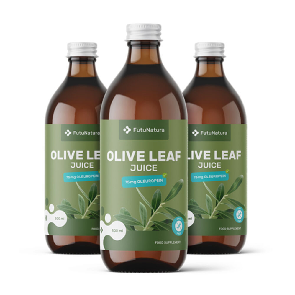 FutuNatura 3x Zumo de hojas de olivo, en total 1500 ml