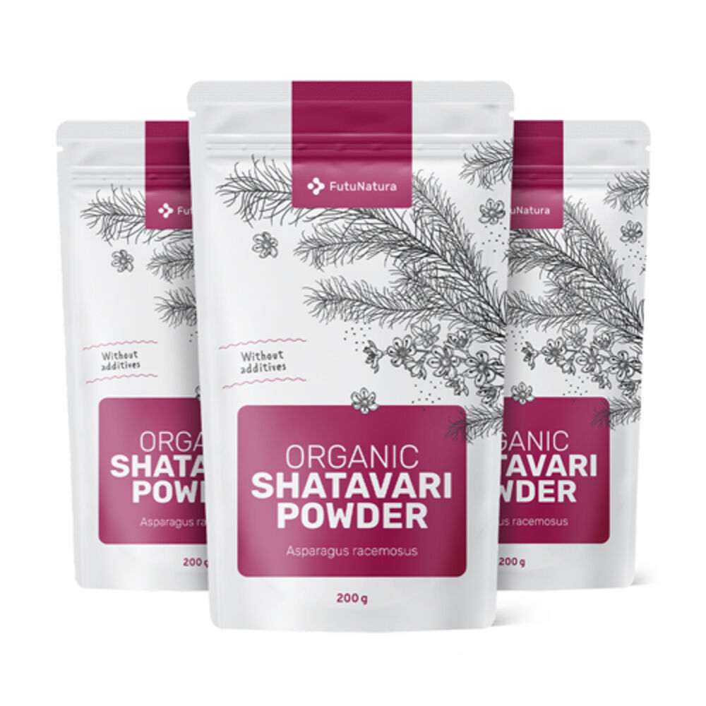 FutuNatura 3x Shatavari orgánico en polvo, en total 600 g