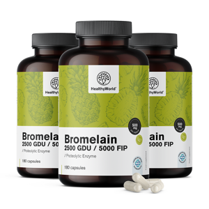 HealthyWorld® 3x Bromelina 500 mg, en total 540 cápsulas