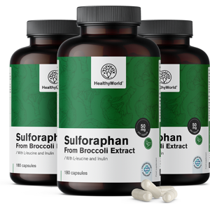 HealthyWorld® 3x Sulforafano - de extracto de brócoli 50 mg, en total 540 cápsulas