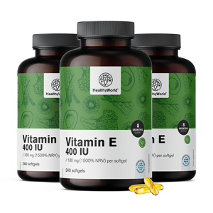 HealthyWorld® 3x Vitamina E 400 UI, en total 720 cápsulas blandas