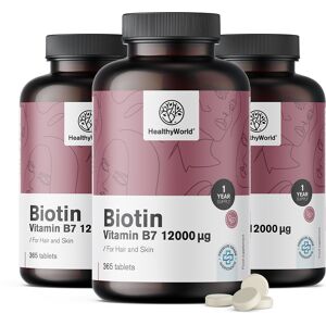 HealthyWorld® 3x Biotina 12000 µg, en total 1095 comprimidos