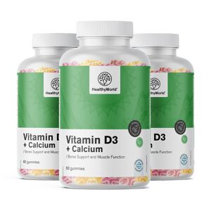 HealthyWorld® 3x Vitamina D3 + Calcio, en total 180 gominolas