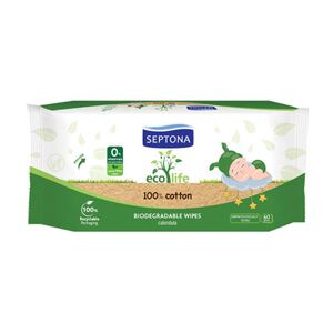 Septona Toallitas húmedas para bebés Ecolife – biodegradables, 60 toallitas