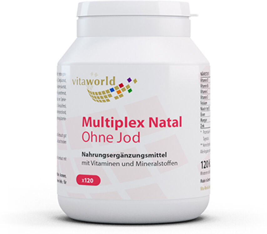 Vita World Multiplex Natal – vitaminas y minerales para mujeres embarazadas, 120 cápsulas