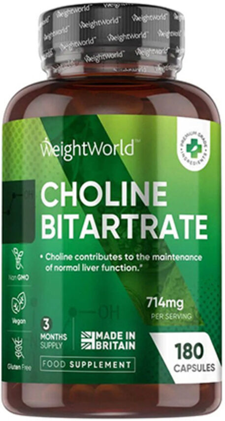 WeightWorld Bitartrato de colina 714 mg, 180 cápsulas