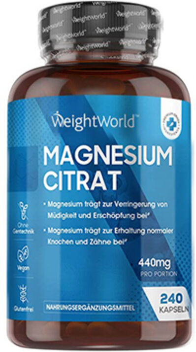 WeightWorld Citrato de magnesio 440 mg, 240 cápsulas