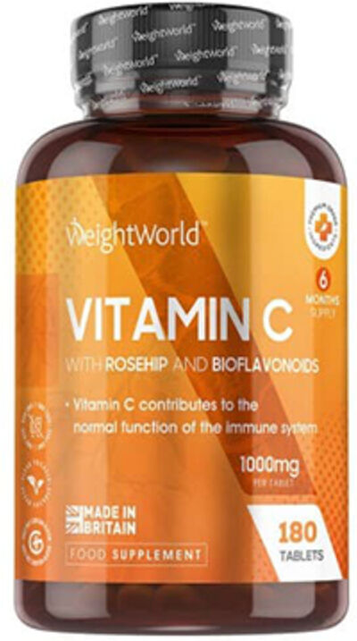 WeightWorld Vitamina C 1000 mg + escaramujo + bioflavonoides , 180 comprimidos