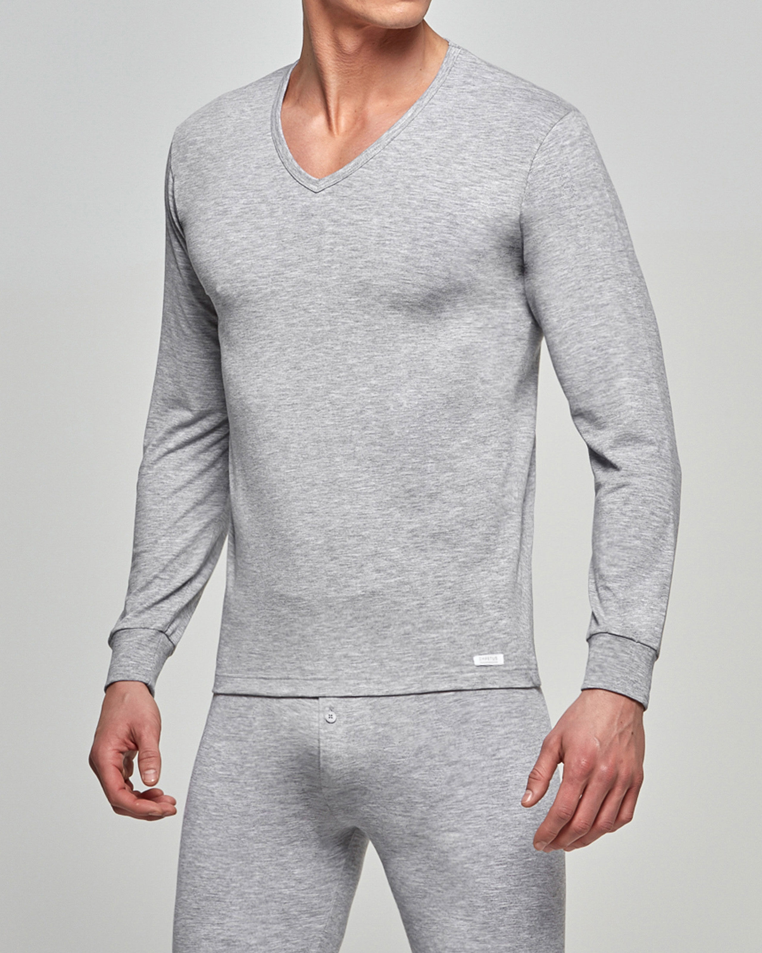 IMPETUS Camiseta de hombre cuello en Pico Thermo Gris (L)