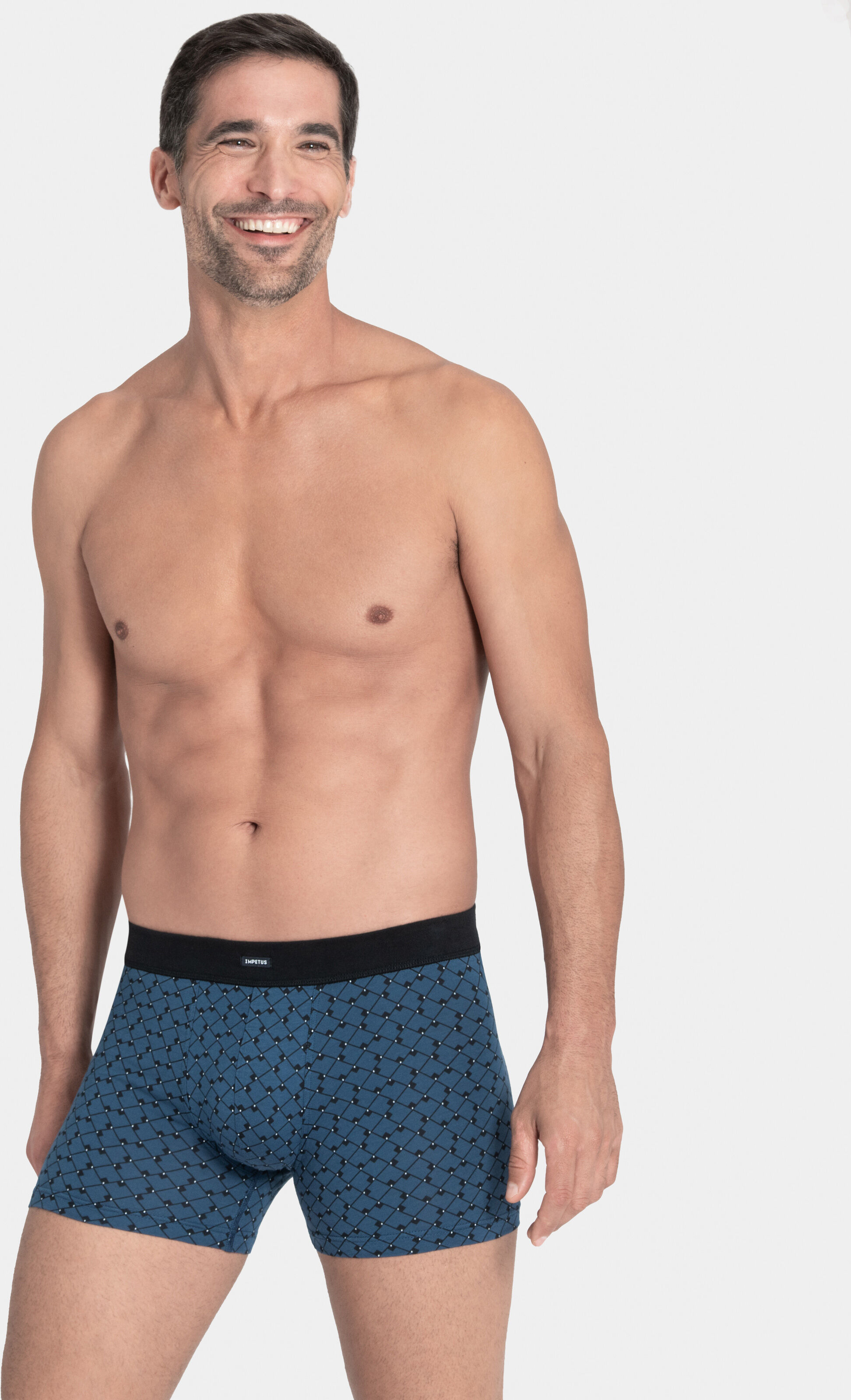 IMPETUS Boxer de punto de hombre en Algodón Modal GRIS/MARINO