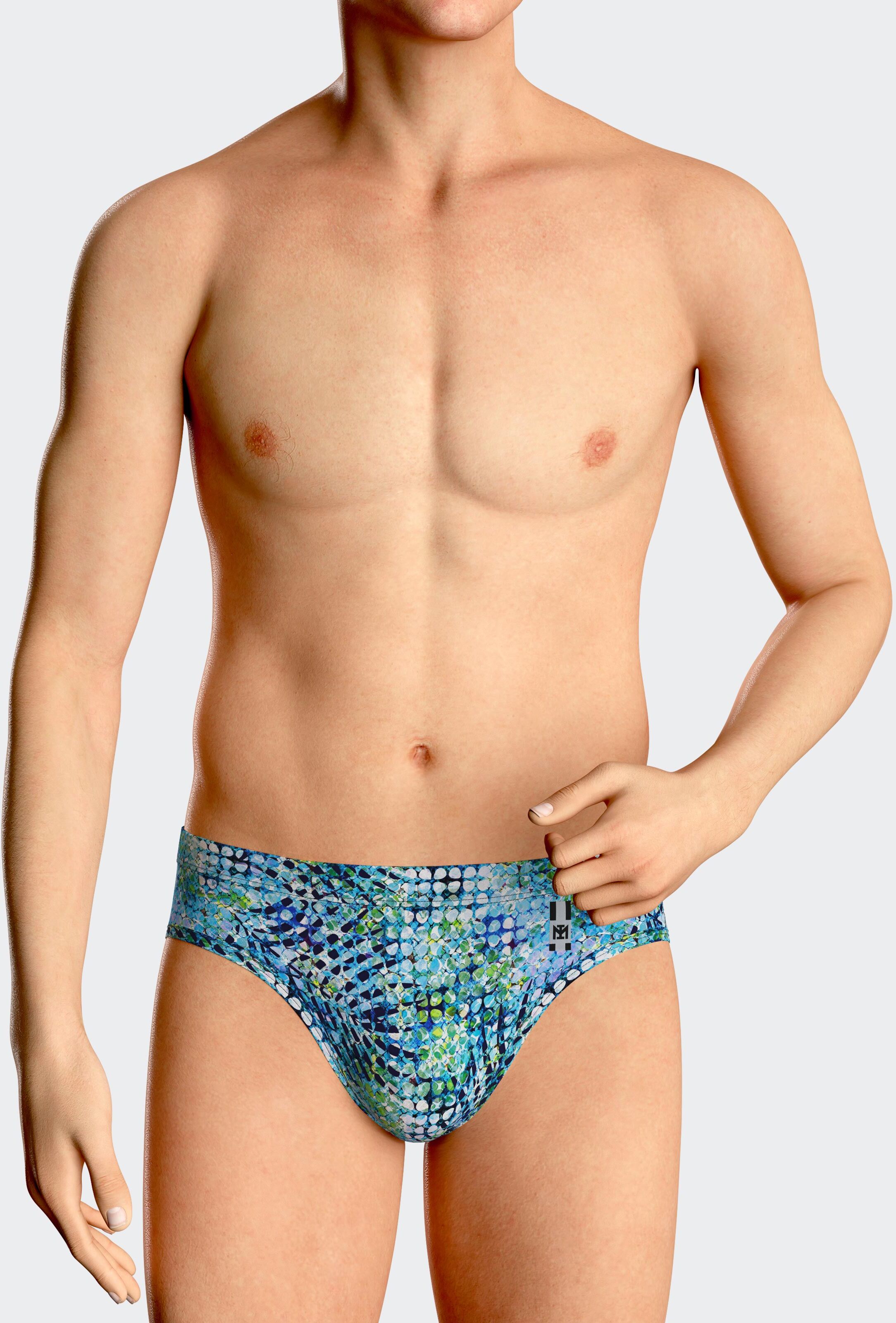 IMPETUS Bañador Slip estampado exótico AZUL