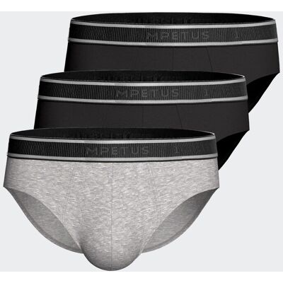 IMPETUS Pack 3 Slips de hombre Cotton Stretch Negro Gris (L) IMPETUS Pack 3 Slips de hombre Cotton Stretch Negro Gris (L)
