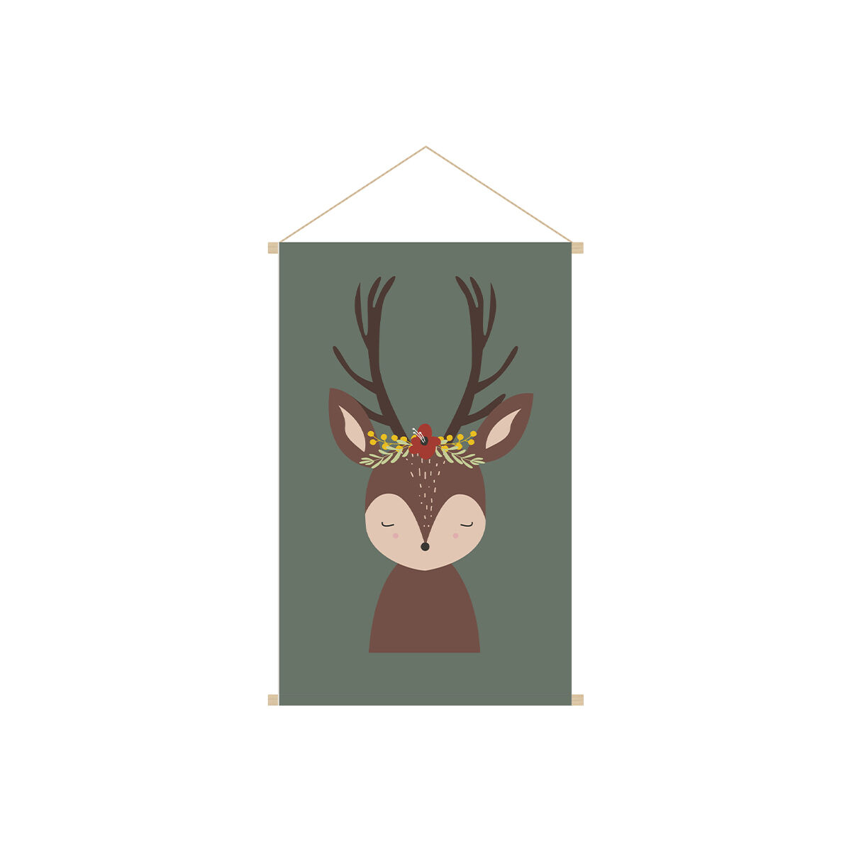 Miliboo Kakemono infantil con ilustración de ciervo 40 x 60 cm LOVELY