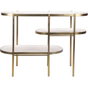 Miliboo Mesa consola lacada blanca con metal cepillado dorado ZURIA