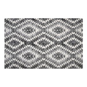 Miliboo Alfombra étnica con diseño de rombos gris y negro en el interior y el exterior 150 × 220 cm PIXO