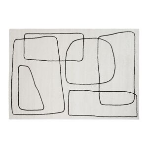 Miliboo Alfombra rectangular 160 x 230 cm Line Art blanco roto y negro TIANA