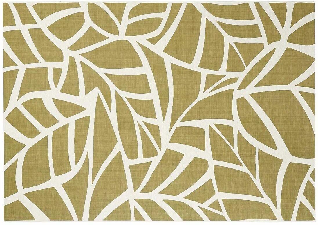 Miliboo Alfombra interior exterior blanco crema y verde 123 x 180 cm GARANCE