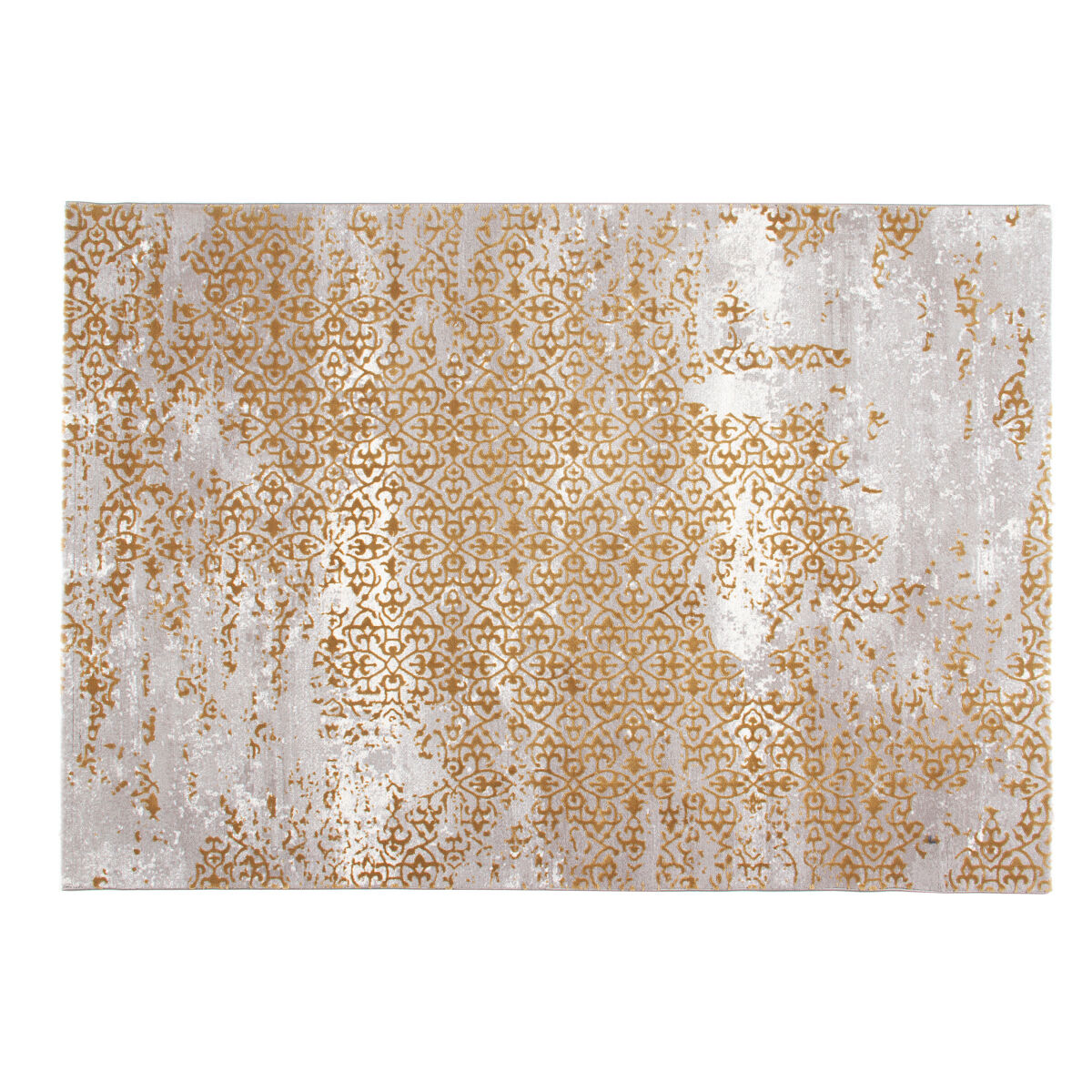 Miliboo Alfombra rectangular con arabesco ocre y gris claro envejecido 160 x 230 cm MARSA