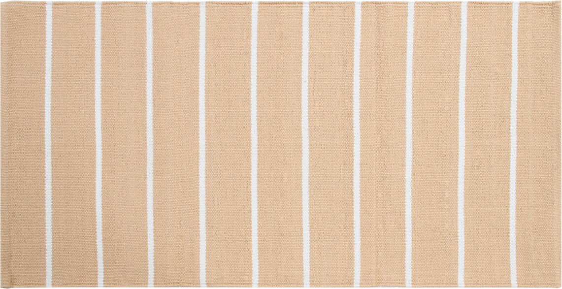 Miliboo Alfombra rectangular de rayas beige y blancas 60 x 180 cm LANZA