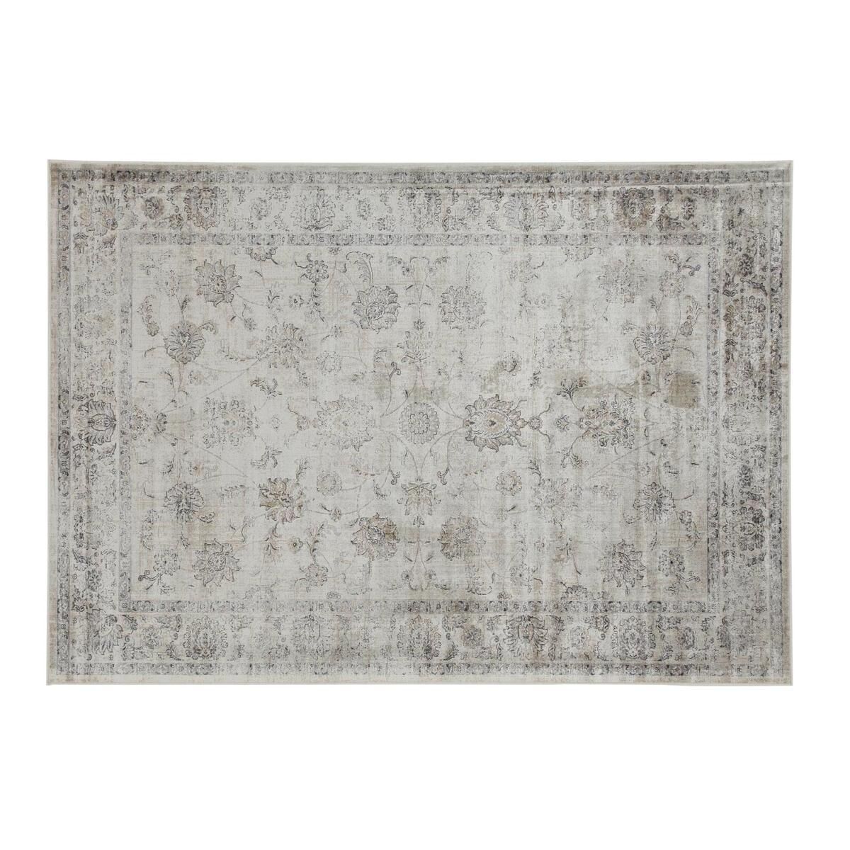 Miliboo Alfombra vintage de viscosa con estampado gris 160 × 230 cm RYAD