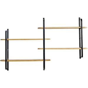 Miliboo Estantería de pared de madera maciza de mango y metal negro 122 cm AKINA