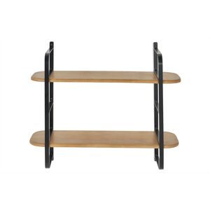 Miliboo Estantería de pared de madera maciza de mango y metal negro 70 cm AKINA