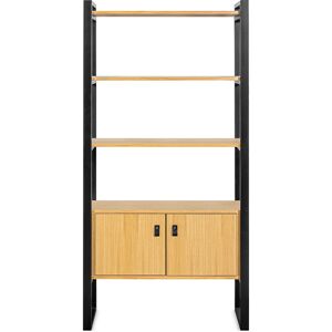 Miliboo Librería de roble claro y metal negro 195 cm OPAL