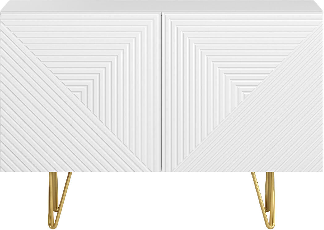 Miliboo Aparador de diseño blanco y dorado con 2 puertas 107 cm OZEN