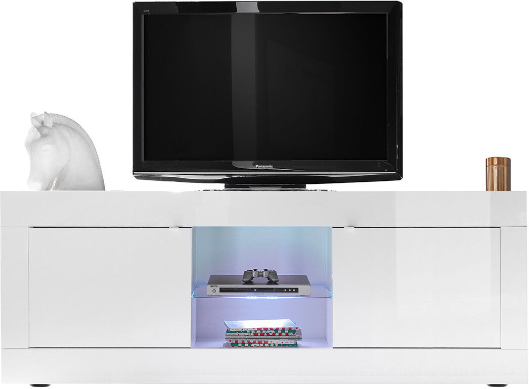 Miliboo Mueble TV moderno lacado blanco 180cm LATTE