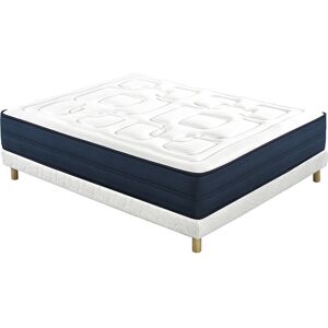 Miliboo Cama 140 × 200 cm con somier tapizado y colchón viscoelástico BENJI