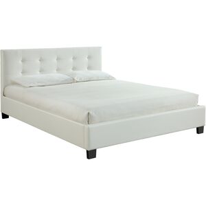 Miliboo Cama 160 x 200 tela blanca acolchada MARQUISE