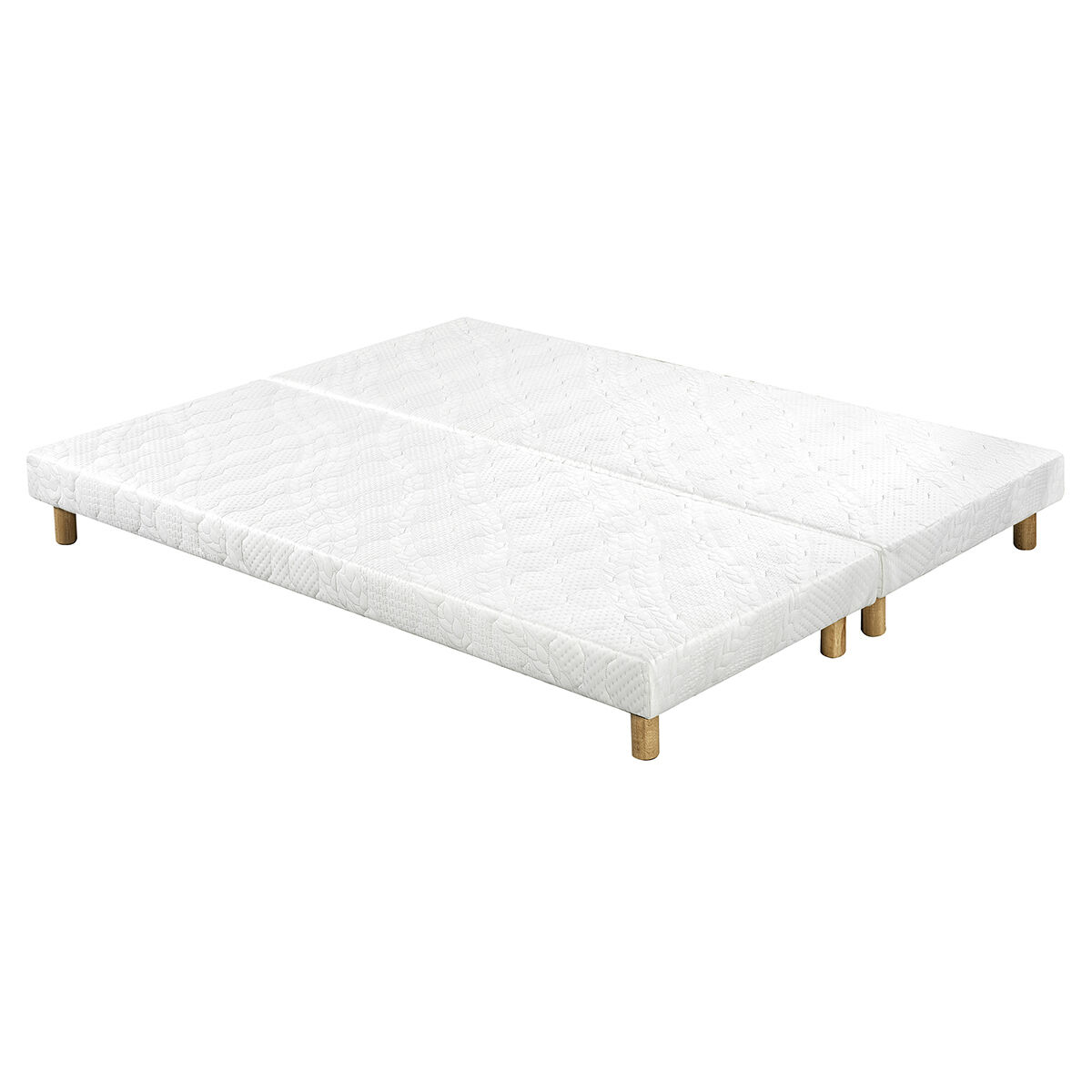 Miliboo Set de 2 somieres tapizados en blanco con patas de madera 90 × 200 cm JAMI