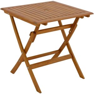 Miliboo Mesa de jardín cuadrada plegable de madera maciza 70 cm FUEGO