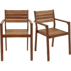 Miliboo Set de 2 sillones de jardín apilables de acacia maciza CANOPEE