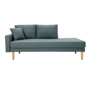 Miliboo Chaise longue nórdica de tela verde grisáceo y madera maciza clara 190 cm BERTILLE