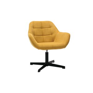 Miliboo Sillón moderno con tejido efecto aterciopelado amarillo mostaza y metal negro MAXINE