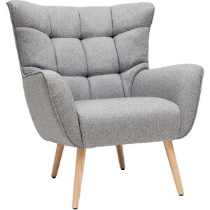 Miliboo Sillón nórdico en tejido gris claro y madera AVERY