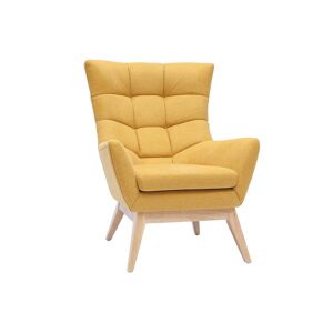 Miliboo Sillón tejido efecto aterciopelado texturizado amarillo mostaza BRODY