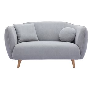 Miliboo Sofá de estilo nórdico de tejido efecto aterciopelado gris claro de 2 plazas FOLK