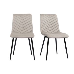 Miliboo Set de 2 sillas de diseño de terciopelo color topo y metal negro PUMPKIN