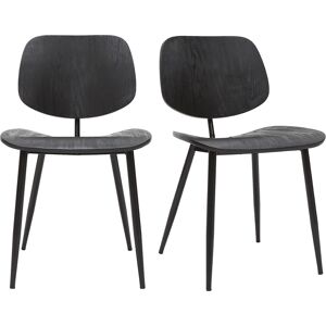 Miliboo Set de 2 sillas de madera negra y metal negro TOBIAS