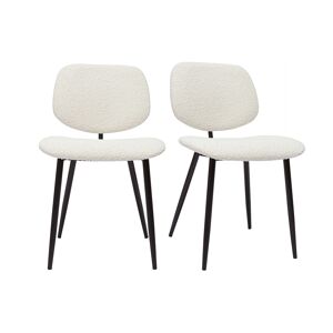 Miliboo Set de 2 sillas de tejido efecto borreguillo blanco y metal negro TOBIAS