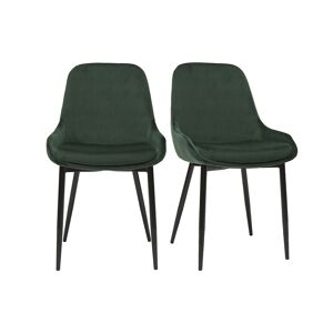 Miliboo Set de 2 sillas de terciopelo color verde HOLO