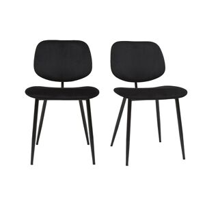 Miliboo Set de 2 sillas de terciopelo negro y metal negro TOBIAS