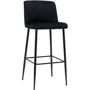 Miliboo Taburete de cocina de terciopelo negro con patas de metal negro 78 cm MONTI