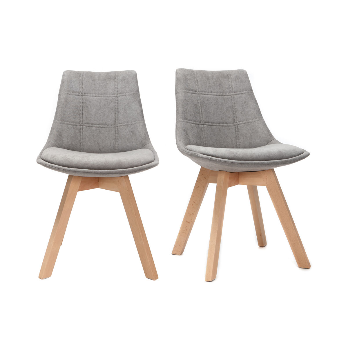 Miliboo Lote de 2 sillas diseño nórdico madera y tejido gris MATILDE