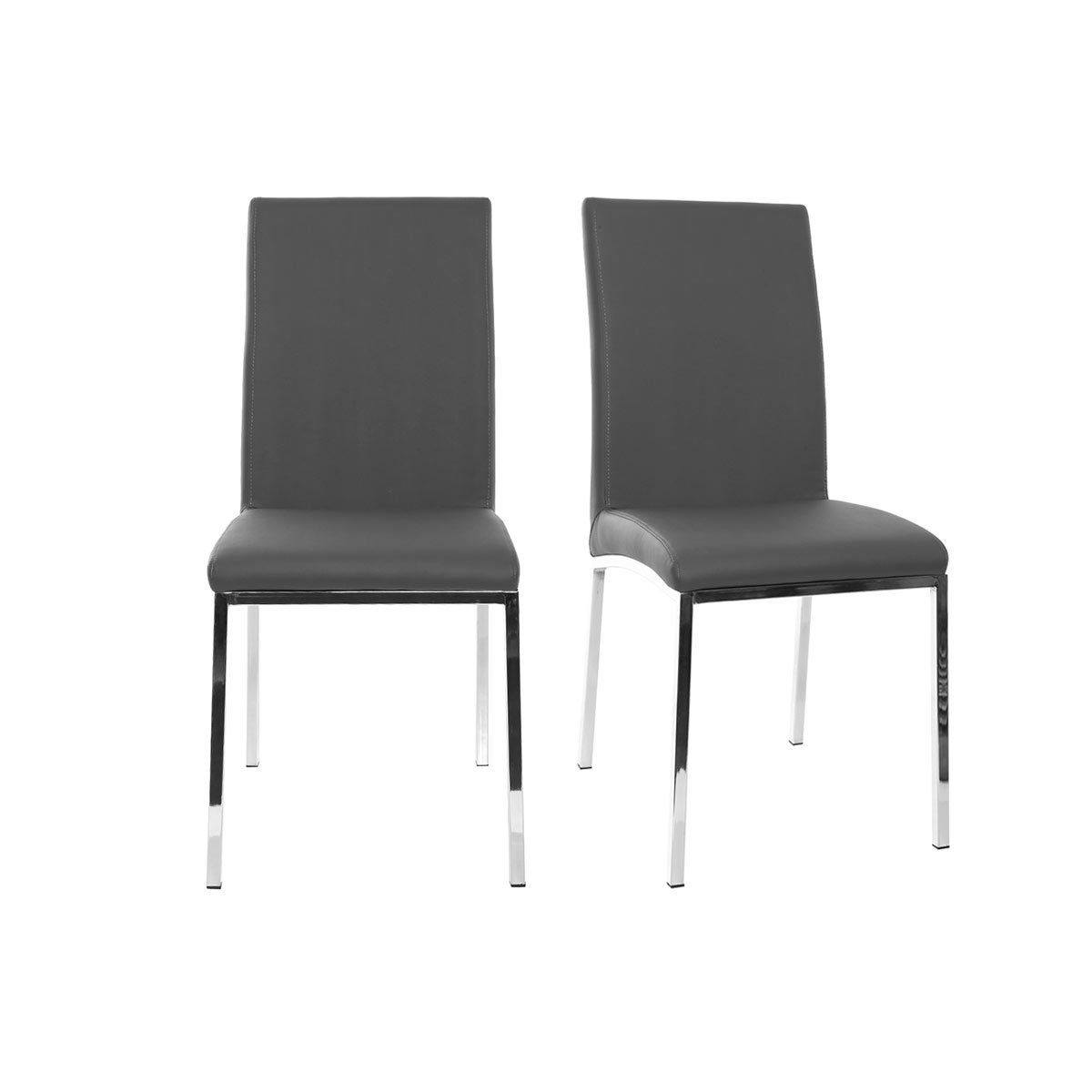 Miliboo Lote de 2 sillas diseño poliuretano gris SIMEA