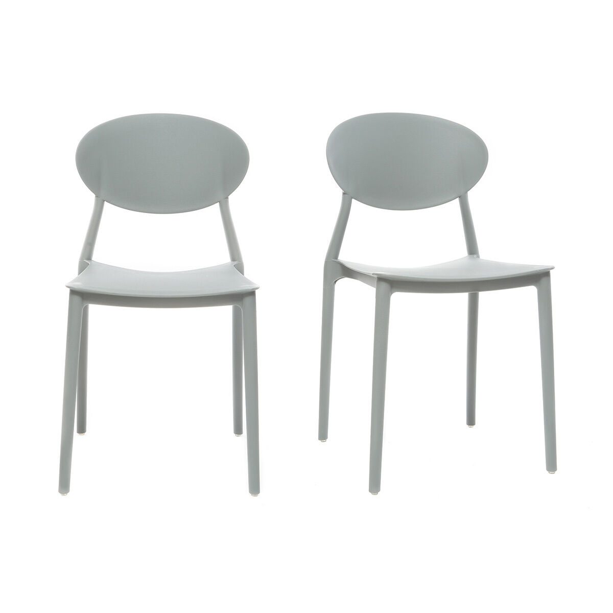 Miliboo Lote de 2 sillas modernas gris polipropileno ANNA