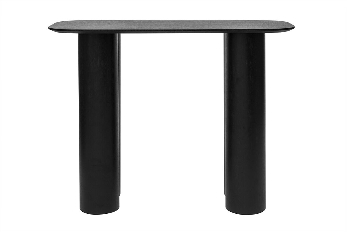 Miliboo Mesa consola de diseño de madera negra 100 cm FOLEEN